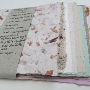 Upcycled Handmade Paper from Recycled materials. Eco Friendly, Mixed Textures, 8 1/2 x 5.5 inches-Recycled Handmade Paper image 4