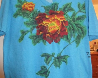 Hand-painted T-Shirt (peony flowers)