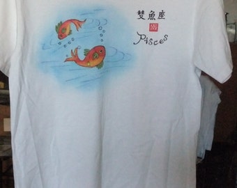 Hand-painted T-shirt (pisces) - Etsy