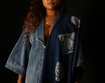 Traditional indigo wax drawing scarf made by 100%rose fiber