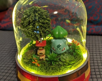 Leuchtendes Unikat Bisasam Terrarium mit originaler Pokémon Figur Geburtstagsgeschenk