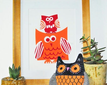 Big & Little Owl Print