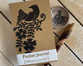 Kraft Bird and Flower Notebook