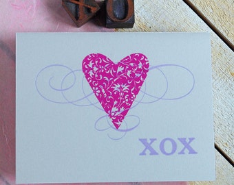 Heart XOX Letterpress Card