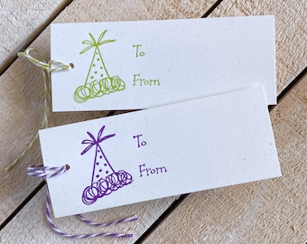 Party Hat Letterpress Gift Tags