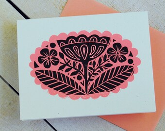 Floral Oval Letterpress Note Cards