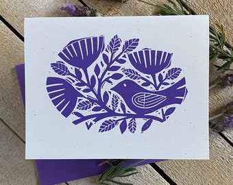 Bird on Branch Letterpress Note Cards