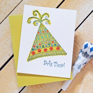 Party Hat Letterpress Birthday Card image 1