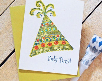 Party Hat Letterpress Birthday Card