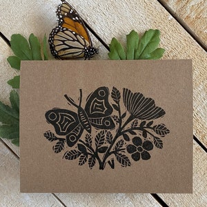 Kraft Butterfly Floral Letterpress Notatki Karty