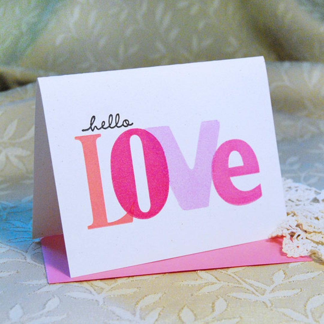 Hello Love Letterpress Card - Etsy