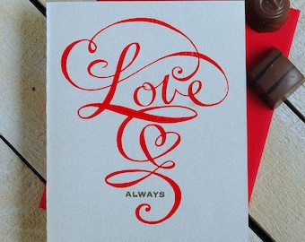 Cartão de Dia dos Namorados com a letra Love Always