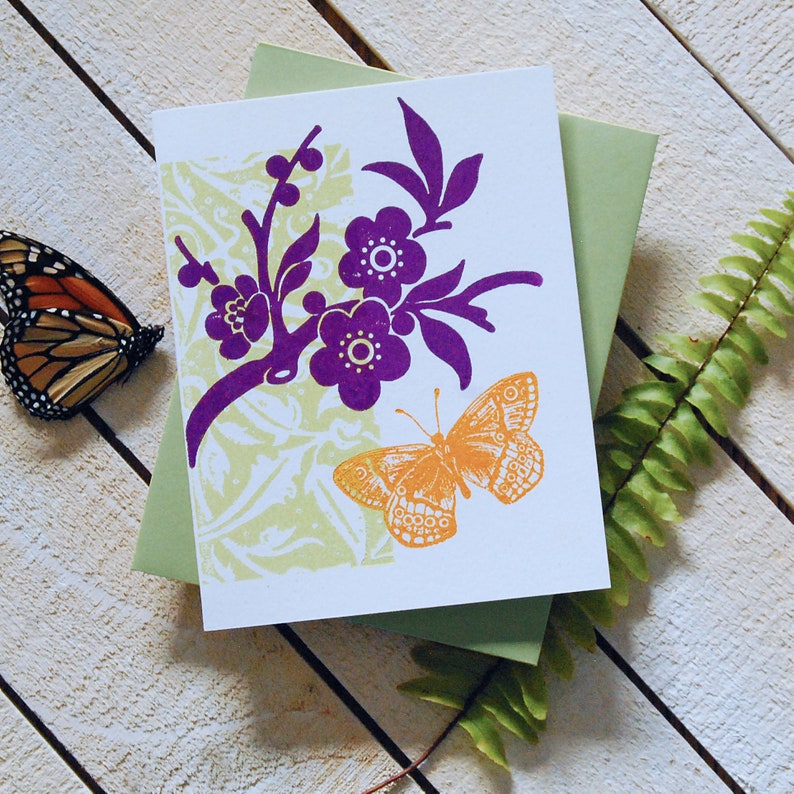Plum Floral Letterpress Note Cards