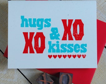 Hugs & Kisses Letterpress Card