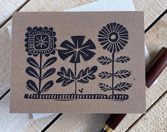 Kraft Floral Letterpress Note Cards