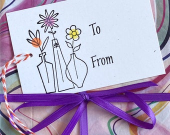 3 Vase Floral Letterpress Gift Tags