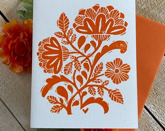 Folk Floral Letterpress Note Cards