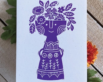 Cartões de nota tipográfica da Flower Lady