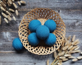 Washed Dark Blue Denim Rag Balls, Rustic Fabric Bowl Fillers, Cotton Canvas Duck Cloth Cozy Modern Farmhouse Decor