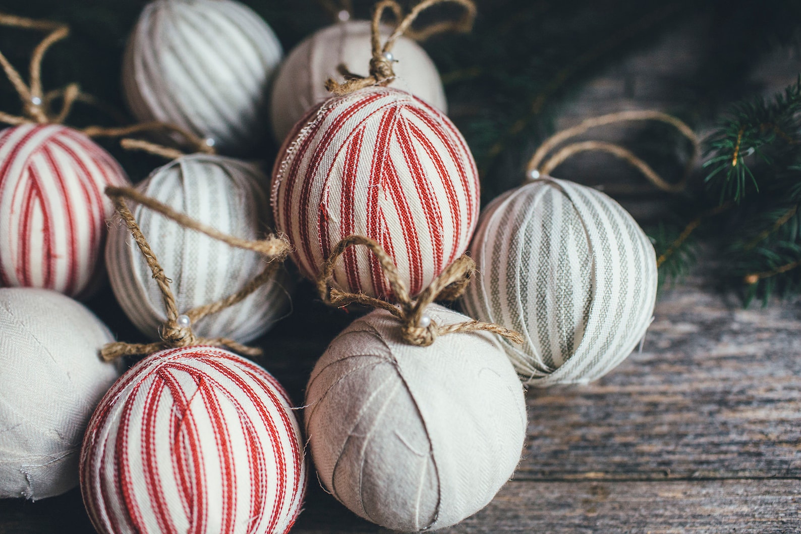 Image of Farmhouse Rag Ball Ornaments