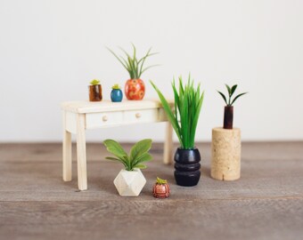 Set of 7 Modern Boho Dollhouse Faux Miniature Plants and Succulents