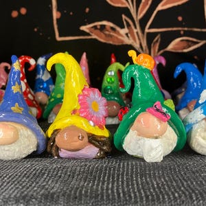 Mystery Mini Magic Spell Clay Wishing Gnome Figurines, Cute Unique Clay Sculpted Gnomes for Fairy Gardens, One of a Kind Gnome Sculpture Art