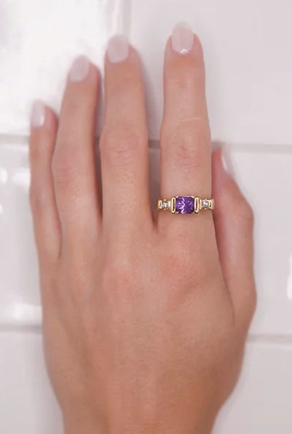Purple Sapphire + Diamond Ring