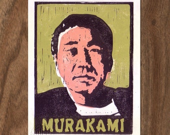 Haruki Murakami Linocut Handpulled Print