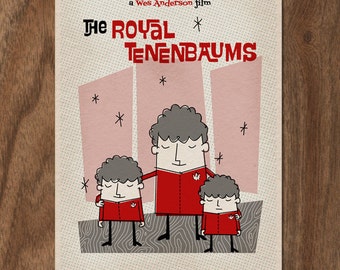 Movie Poster THE ROYAL TENENBAUMS 16x12 Print - Mid Century Design