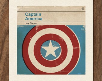 6x6 Classic Vintage Marvel Penguin Book Cover Print - Captain America