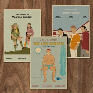 Wes Anderson conjunto de 3 impresiones de edición limitada -set 2