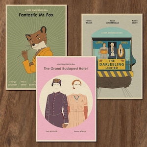 Wes Anderson conjunto de 3 impresiones de edición limitada -set 3
