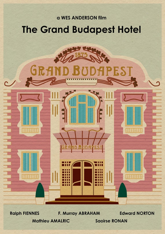 The GRAND BUDAPEST HOTEL 22x16 Wes Anderson Movie Poster Print