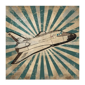 6x6 Retro Space Shuttle Print