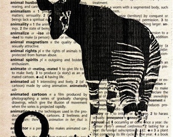 Okapi - Print on Vintage Dictionary Page