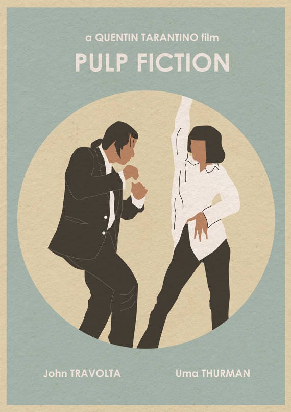 Pulp Fiction Minimalist Movie Poster - 16x12