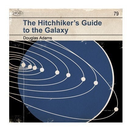 6x6 Hitchhiker's Guide to the Galaxy - Classic Vintage Book Cover Print