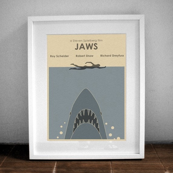 JAWS 16x12 ミニマリスト映画ポスター - Etsy 日本