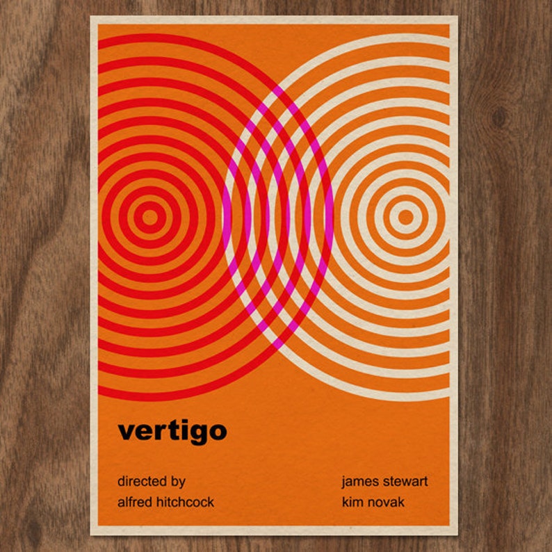 VERTIGO Minimalist Typographic 16 x 12 Movie Poster Print image 1