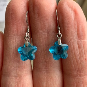 Sterling Kristall Aqua Blau Stern Ohrringe