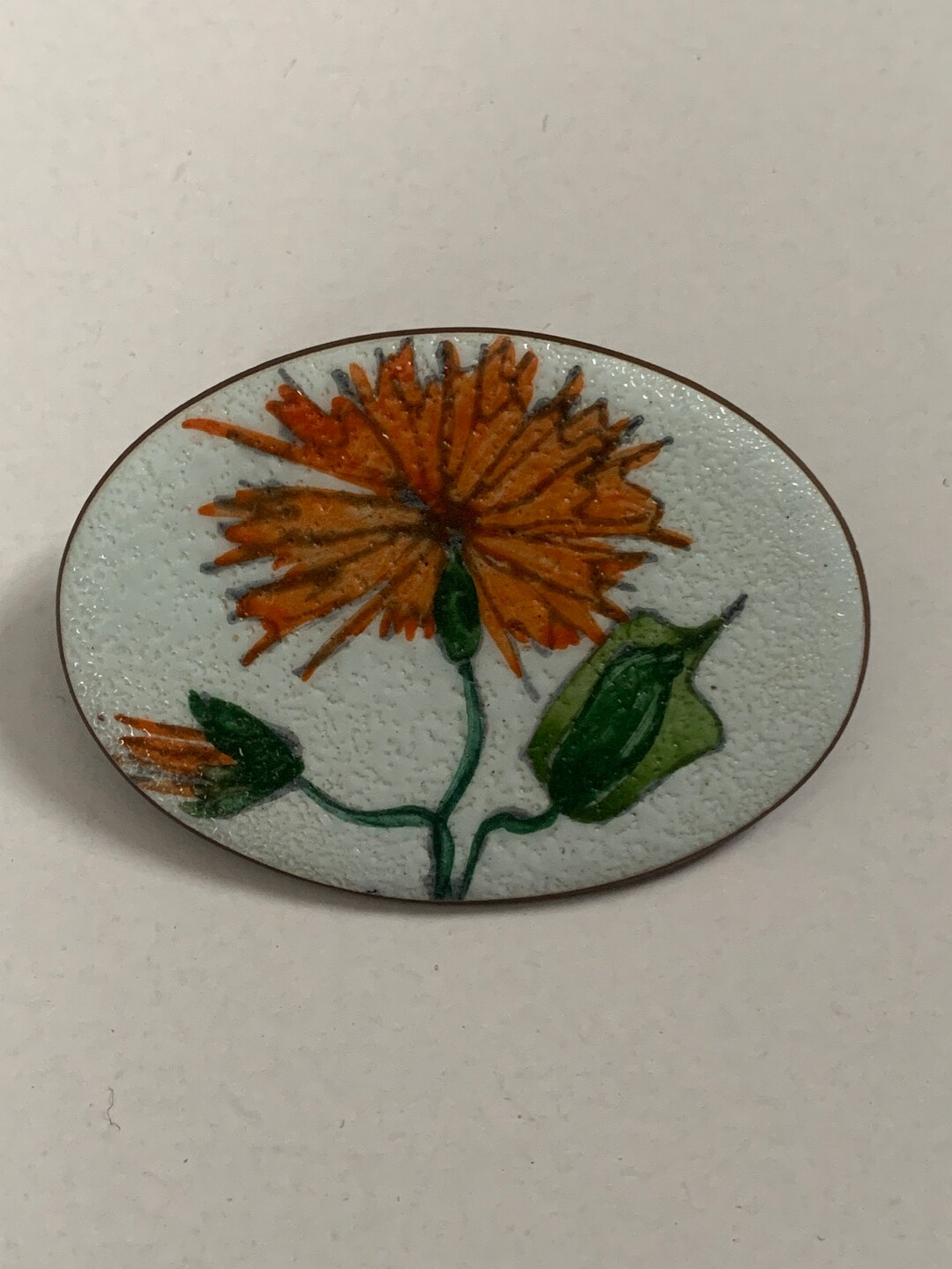 Pendentif Vintage émaillé De Passillé Sylvestre - Motif Fleur/plante, Pièce Unique Ancienne