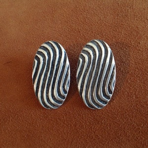 Modernist Aitkens Pewter Earrings Organic Deep Texture