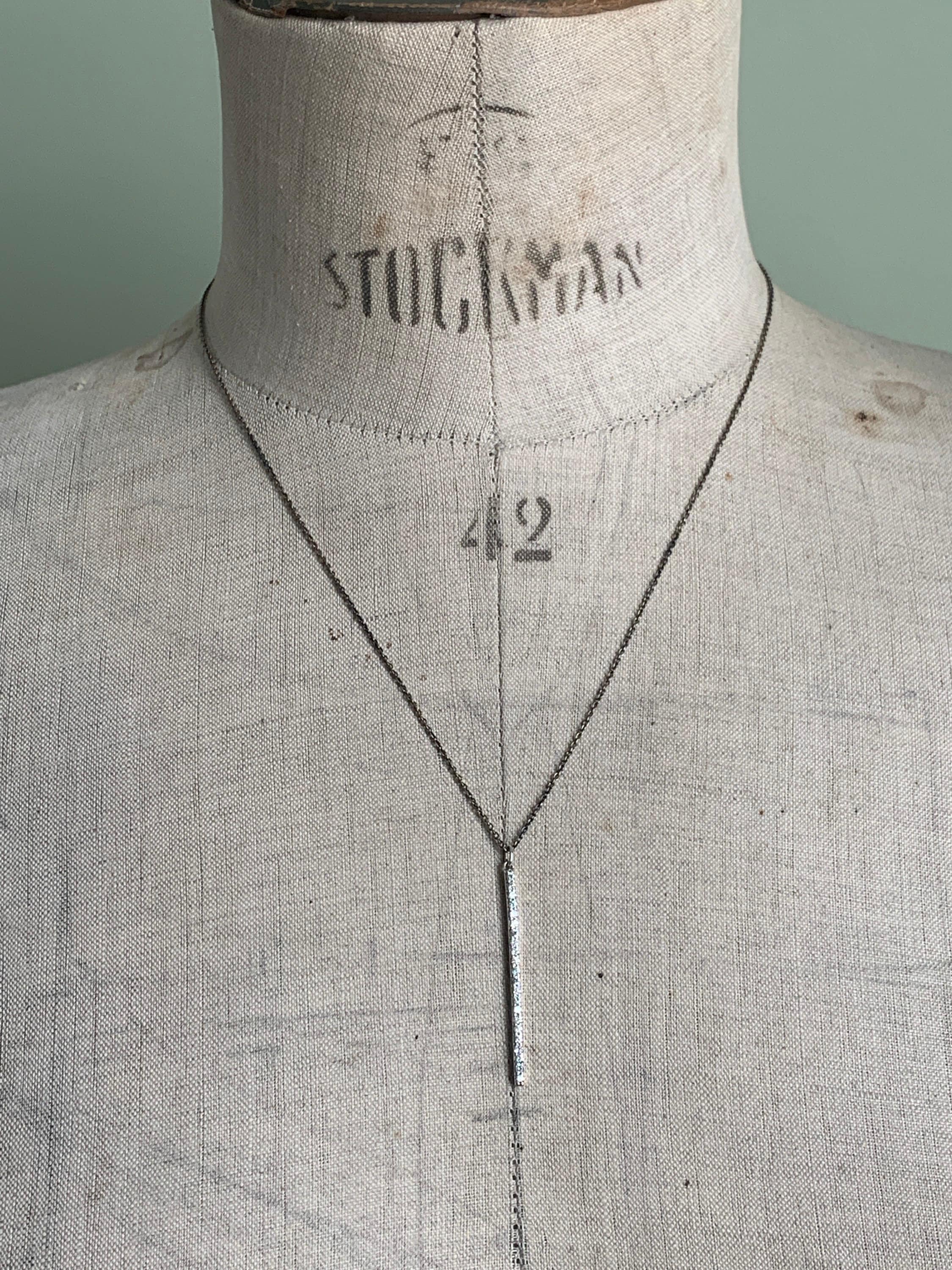 Stella and Dot Rhinestone Bar Necklace Sterling Silver Etsy