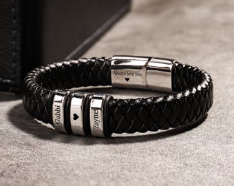 Bracciale In Pelle Personalizzato Con Foto - Regalo Per Uomo, Papà, Marito | Incisione Nome - Foto 13