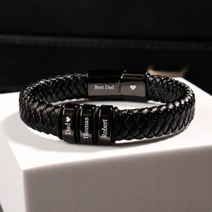 Custom leather bracelet With Family Names - Bracelet with family names, Gift for Husband - Father&#39;s day gift - Personalized gift for dad