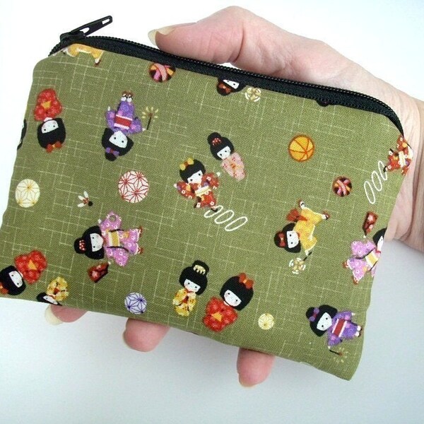 Kimono Girls Japanese Import Little Zipper Pouch ECO Friendly Padded Coin Purse LIMITED