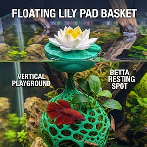 Floating Lily Pad Aquarium Decor – Suspended Woven Basket for Betta Fish, Shrimp Hideout