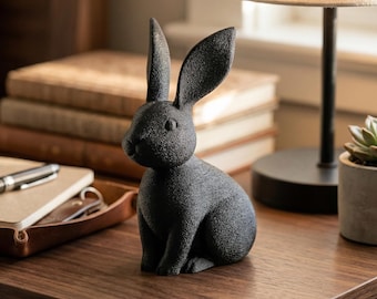 Bunny Figurine, Minimalist Rabbit Model, Modern Animal Decor, 3D Printed Art