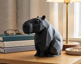 Capybara Figurine, Geometric Stoic Model, Minimalist Animal Decor, Modern 3D Printed Art