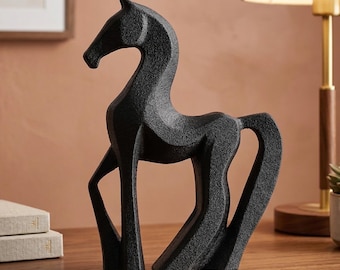 Horse Figurine, Minimalist Equestrian Model, Modern Animal Decor, 3D Printed Gift Art